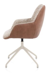 Mats, armstoel aluminium frame 4-poots - draaibaar creme - Pala cognac + Luton koper - Afbeelding 3