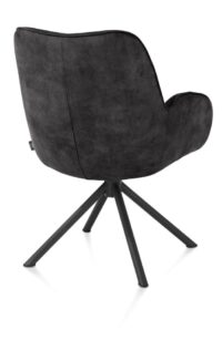 Riley, chaise &agrave; accoudoirs - pi&eacute;tement noir 4-pieds avec relax - pivotante - confort ressorts - tissu Taurus - caillou - off black - Image 3