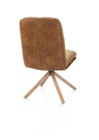 Theros, Chaise de salle &agrave; manger 4 pieds en ch&ecirc;ne naturel avec syst&egrave;me relax - pivotante - tissu oregon/s&eacute;ville - Desert - Image 3