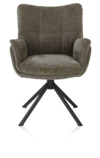 Juna, armstoel - zwart frame - draaibaar - stof Livigno - Donkergroen