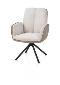 Theros, armstoel 4-poots zwart frame - draaibaar stof Oregon/Sevilla - beige - beige - Afbeelding 2
