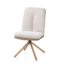 Theros, Chaise de salle à manger 4 pieds en chêne naturel avec système relax - pivotante - tissu oregon/séville - beige - Image 2