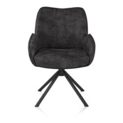 Riley, armstoel 4-poots zwart frame met relaxsysteem - draaibaar + pocket - stof Taurus - kiezel - off black