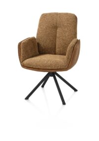 Theros, armstoel 4-poots zwart frame met relaxsysteem - draaibaar - stof Oregon/Sevilla - bei - Desert - Afbeelding 2