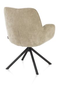 Riley, armstoel 4-poots zwart frame met relaxsysteem - draaibaar + pocket - stof Cadiz - koper - Olijf - Afbeelding 3