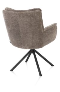 Juna, armstoel - zwart frame - draaibaar - stof Livigno - bruin - Afbeelding 3