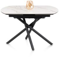 Preston, uitschuiftafel 120 (+ 2 x 30) x 90 cm - centrale poot - keramiek op glas - wit - Afbeelding 3
