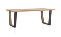 Metalox, eetkamertafel 270 x 100 cm - met rand boomschors + V-vorm metalen / houten poot - Afbeelding 2