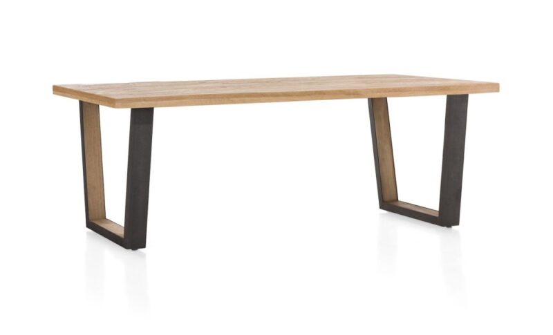 Metalox, Eetkamertafel 270 X 100 Cm - Met Rand Boomschors + V-Vorm Metalen / Houten Poot - Afbeelding 2