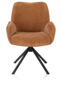 Riley, armstoel 4-poots zwart frame met relaxsysteem - draaibaar + pocket - stof Cadiz - koper - koper