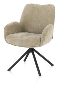 Riley, armstoel 4-poots zwart frame met relaxsysteem - draaibaar + pocket - stof Cadiz - koper - Olijf - Afbeelding 2