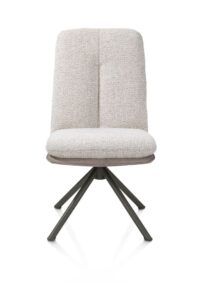 Theros, Chaise de salle à manger 4 pieds structure en graphite avec système relax - pivotante - tissu oregon/séville - Caillou