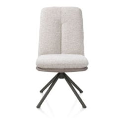 Theros, Chaise de salle à manger 4 pieds structure en graphite avec système relax - pivotante - tissu oregon/séville - Caillou