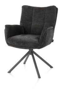 Juna, chaise &agrave; accoudoirs - pi&eacute;tement graphite - pivotante - tissu Livigno - Anthracite - Image 2