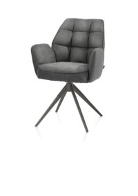 Bell, chaise &agrave; accoudoirs - pi&eacute;tement graphite - pivotante - confort ressorts - tissu calabria - Anthracite - Image 2