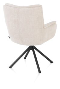 Juna, armstoel - zwart frame - draaibaar - stof Livigno - Creme - Afbeelding 3