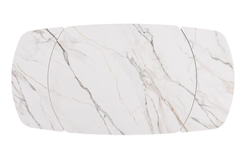 Preston, Uitschuiftafel 120 (+ 2 X 30) X 90 Cm - Centrale Poot - Keramiek Op Glas - Wit - Afbeelding 2
