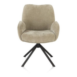 Riley, armstoel 4-poots zwart frame met relaxsysteem - draaibaar + pocket - stof Cadiz - koper - Olijf