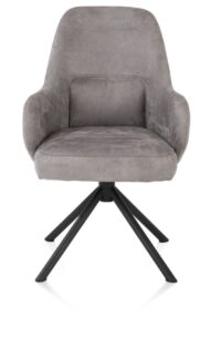Melle, armstoel zwart frame - draaibaar - stof Calabria - antraciet - charcoal