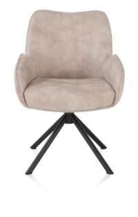 Riley, chaise &agrave; accoudoirs - pi&eacute;tement noir 4 pieds - pivotante - confort ressorts - tissu Taurus - caillou - Caillou