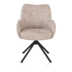 Riley, chaise &agrave; accoudoirs - pi&eacute;tement noir 4 pieds - pivotante - confort ressorts - tissu Taurus - caillou - Caillou
