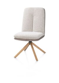 Theros, Chaise de salle &agrave; manger 4 pieds en ch&ecirc;ne naturel avec syst&egrave;me relax - pivotante - tissu oregon/s&eacute;ville - Caillou - Image 2