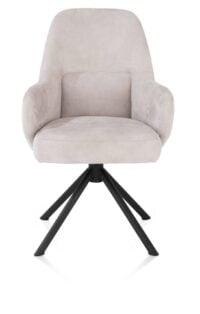 Melle, armstoel zwart frame - draaibaar - stof Calabria - antraciet - Kiezel