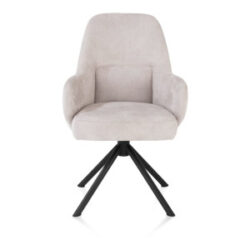 Melle, chaise à accoudoirs - piétement noir - pivotante - tissu Calabria - anthracite - Caillou
