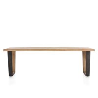 Metalox, eetkamertafel 270 x 100 cm - met rand boomschors + V-vorm metalen / houten poot