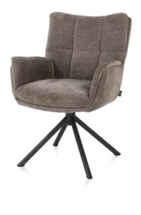 Juna, armstoel - zwart frame - draaibaar - stof Livigno - bruin - Afbeelding 2