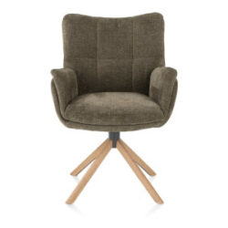 Juna, armstoel - eiken frame met relaxsysteem - draaibaar - stof Livigno - Donkergroen