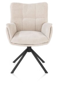 Juna, armstoel - zwart frame - draaibaar - stof Livigno - Creme