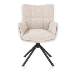 Juna, armstoel - zwart frame - draaibaar - stof Livigno - Creme