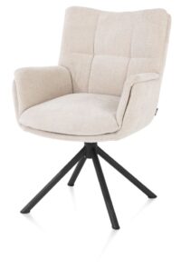 Juna, armstoel - zwart frame - draaibaar - stof Livigno - Creme - Afbeelding 2