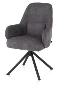 Melle, armstoel zwart frame - draaibaar - stof Calabria - antraciet - Antraciet - Afbeelding 2
