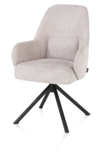 Melle, armstoel zwart frame - draaibaar - stof Calabria - antraciet - Kiezel - Afbeelding 2