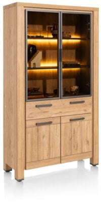 Delmonte, vitrine 110 cm - 2-glasdeuren + 2-deuren + 1-lade (+ LED) - Afbeelding 2