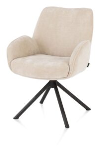 Riley, armstoel 4-poots zwart frame - draaibaar + pocket - stof Cadiz - koper - Creme - Afbeelding 2