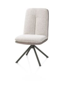 Theros, Chaise de salle à manger 4 pieds structure en graphite avec système relax - pivotante - tissu oregon/séville - Caillou - Image 2