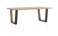 Metalox, table 230 x 100 cm - bords effet tronc d\'arbre + V-forme pied metal / bois - Image 2