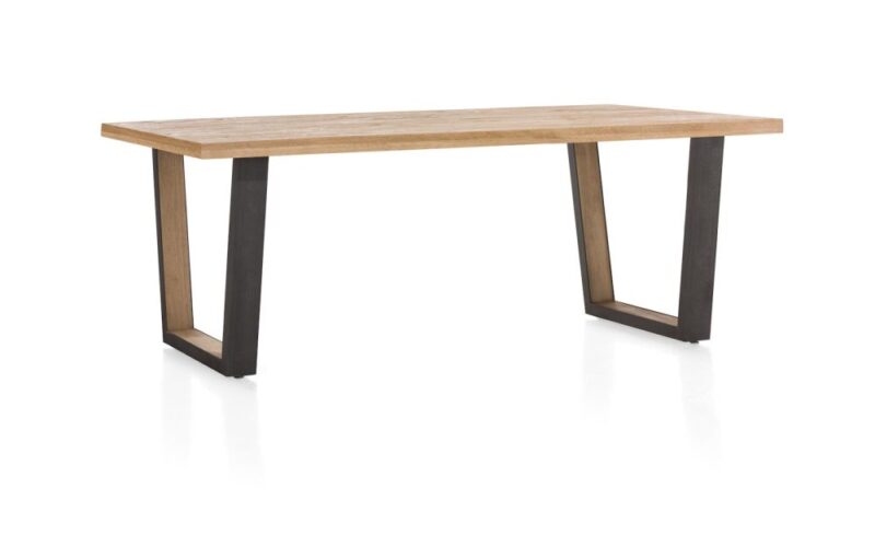 Metalox, Table 230 X 100 Cm - Bords Effet Tronc D\'Arbre + V-Forme Pied Metal / Bois - Image 2
