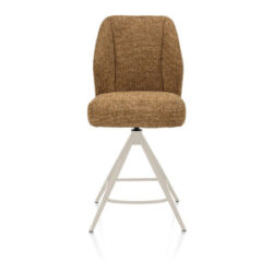 Baya, chaise de bar - pivotante - cr&egrave;me - ressorts ensaches - tissu Sevilla - Jaune ocre