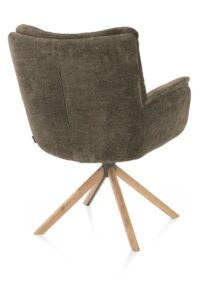 Juna, chaise &agrave; accoudoirs - pi&eacute;tement ch&ecirc;ne avec function relax - pivotante - tissu Livigno - Vert fonce - Image 3