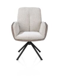 Theros, armstoel 4-poots zwart frame - draaibaar stof Oregon/Sevilla - beige - Kiezel