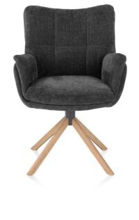 Juna, armstoel - eiken frame - draaibaar - stof Livigno - Antraciet