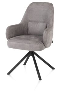 Melle, armstoel zwart frame - draaibaar - stof Calabria - antraciet - charcoal - Afbeelding 2