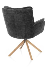 Juna, chaise &agrave; accoudoirs - pi&eacute;tement ch&ecirc;ne avec function relax - pivotante - tissu Livigno - Anthracite - Image 3