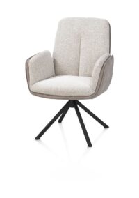 Theros, armstoel 4-poots zwart frame - draaibaar stof Oregon/Sevilla - beige - Kiezel - Afbeelding 2