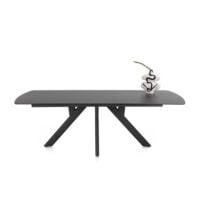 Vegas, eetkamertafel 230 x 100 cm - keramiek op glas - Antraciet