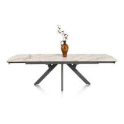 Vegas, uitschuiftafel 170 (+ 60) x 100 cm - keramiek op glas - wit